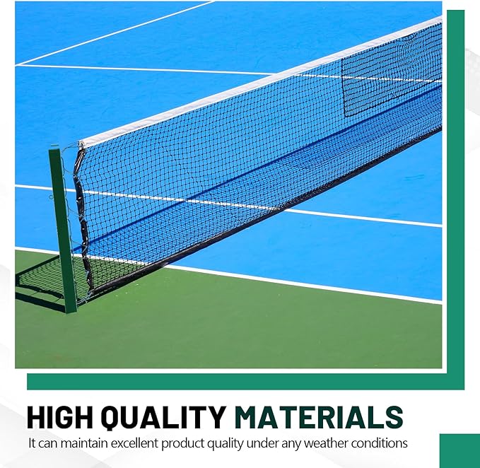 Tennis Posts with Net Crank Outdoor Heavy Duty Professional Green Tennis Permanent Court Kit for Net Quick Fixation System Equipped with a Cable Reel