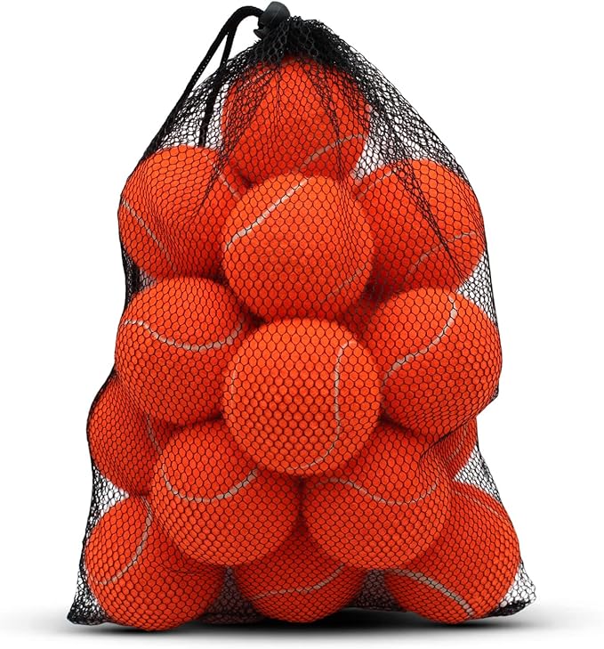 Tennis Balls, 18 Pack Training Tennis Balls Practice Balls with Mesh Bag for Easy Transport, Pet Dog Playing Balls, fit for Beginner Training Ball