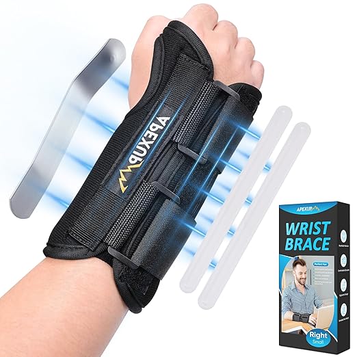 APEXUP Wrist Brace for Carpal Tunnel, Night Pain Relief Hand Brace with Adjustable Wrist Wraps and Splint for Men and Women, Ideal for Tendonitis, Arthritis, and Sprains (L, Right)