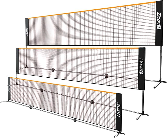 Portable Tennis Net,Stainless Steel Poles Badminton Net Set Adjustable Height Nylon Net with Carry Bag, for Kids Volleyball, Pickleball,Soccer, Indoor, Outdoor Court, Backyard, Beach, Driveway