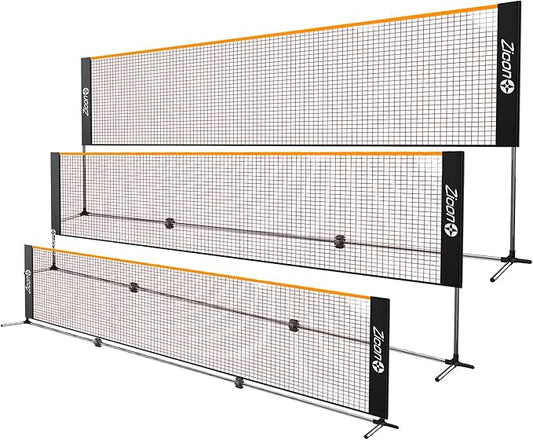Portable Tennis Net,Stainless Steel Poles Badminton Net Set Adjustable Height Nylon Net with Carry Bag, for Kids Volleyball, Pickleball,Soccer, Indoor, Outdoor Court, Backyard, Beach, Driveway