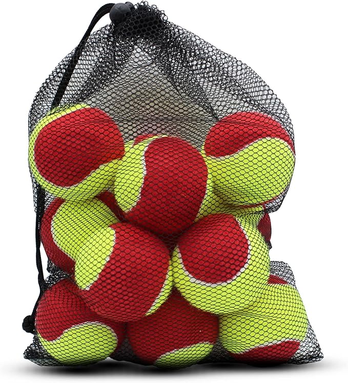 Magicorange Tennis Balls, 12 Pack Low Compression Stage Tennis Ball for Beginners Youth Kids Training Practicing with Mesh Bag for Easy Transport