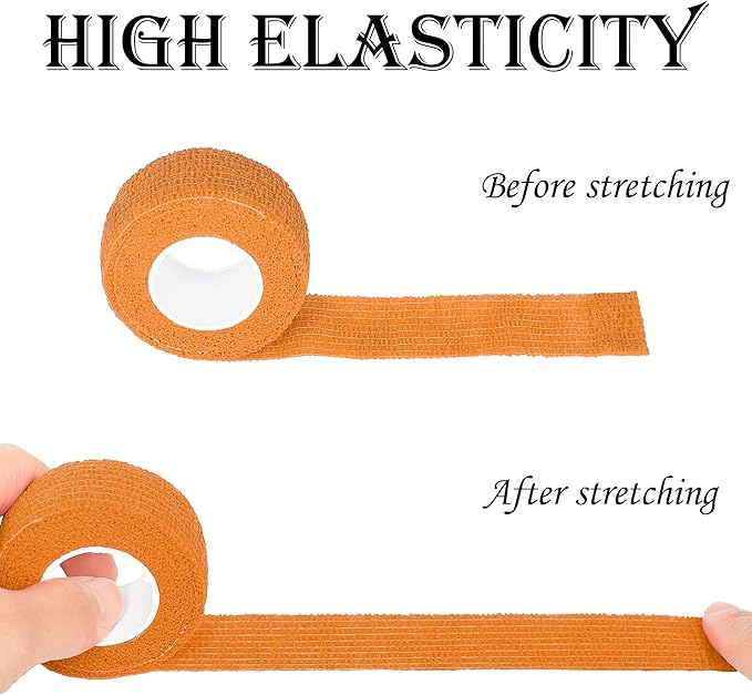 8 Rolls 1” Cohesive Bandage Self Adherent Bandage Wrap Breathable Vet Tape Elastic Adhesive Bandage for Sports, Wrist, Ankle, Tattoo Wraps(Orange)