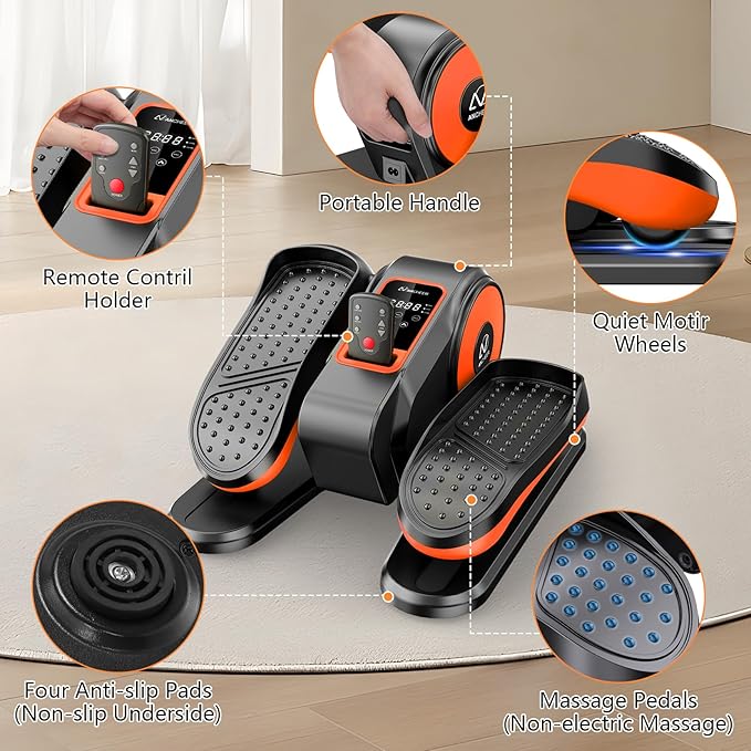 ANCHEER Under Desk Elliptical Machine, Ellipse Leg Exerciser for Seniors with 12 Adjustable Speeds, Quiet & Portable Electric Seated Pedal Exerciser with Remote Control