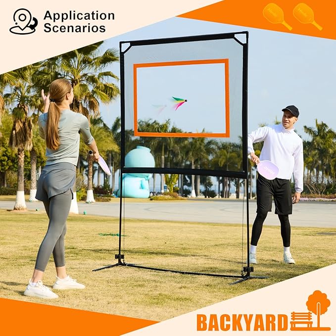 Portable Paddle Game with Net - Indoor & Outdoor and Backyard Games - Similar to Badminton, Tennis and Pickleball Set - Fun Games for Family