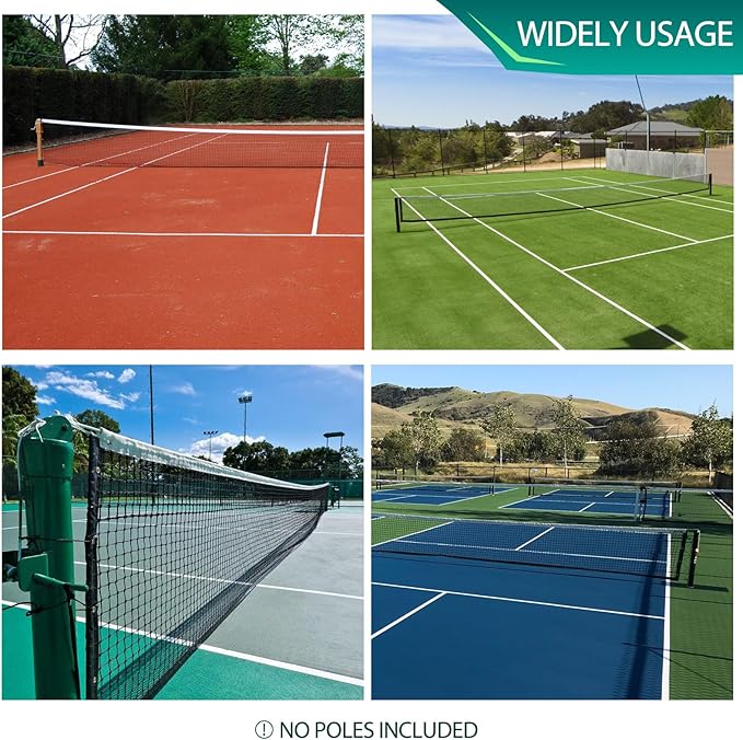 PROGOAL Professional Tennis Net 42FT Heavy Duty Nylon Net High Strength Non-Deforming Standard Replacement Tennis Net with 2 Fiberglass Dowels, Compatible with All Standard Outdoor Indoor Tennis Posts