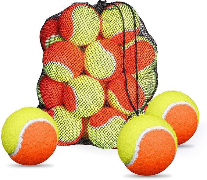 FINGER TEN Kids Tennis Balls for Dogs Youth Beginners Practice Durable Orange Low Compression Stage Pressureless Bulk Training Tool Playing with Pet