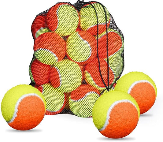 FINGER TEN Kids Tennis Balls for Dogs Youth Beginners Practice Durable Orange Low Compression Stage Pressureless Bulk Training Tool Playing with Pet