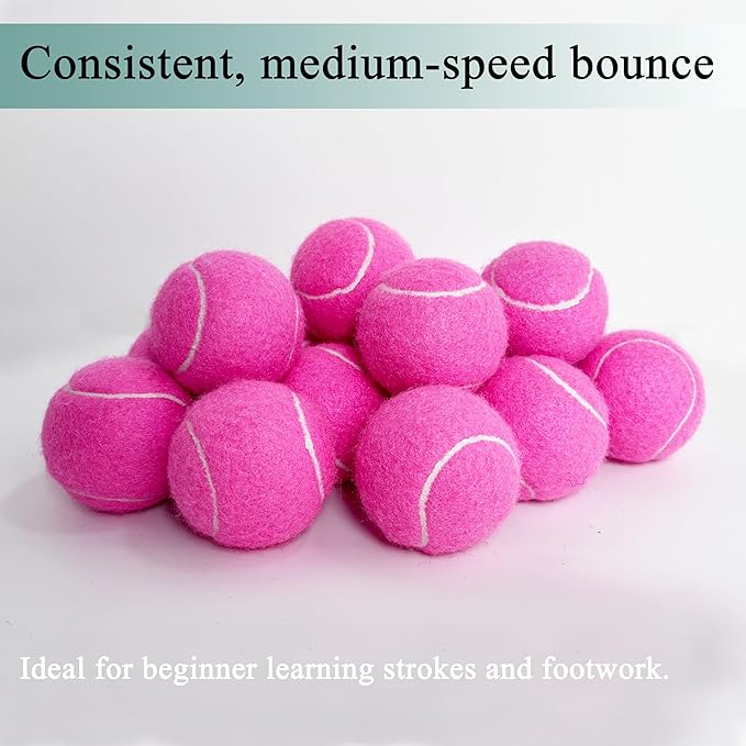 Tennis Balls, 12 Packs Practice Tennis Balls for Beginner, Training Playing Tennis Balls for Dogs, Come with Mesh Carry Bag