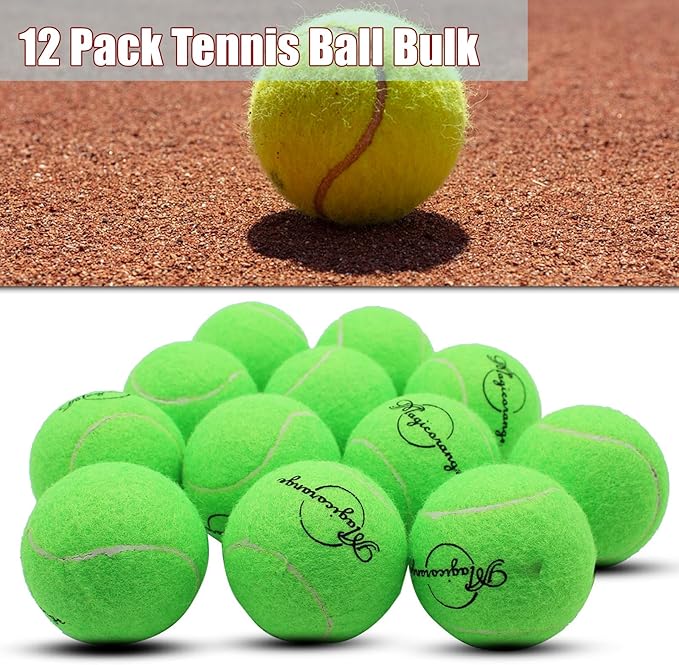 Magicorange Tennis Balls, 12 Pack Advanced Training Tennis Balls Practice Balls, Come with Mesh Bag for Easy Transport, Good for Beginner Training Ball