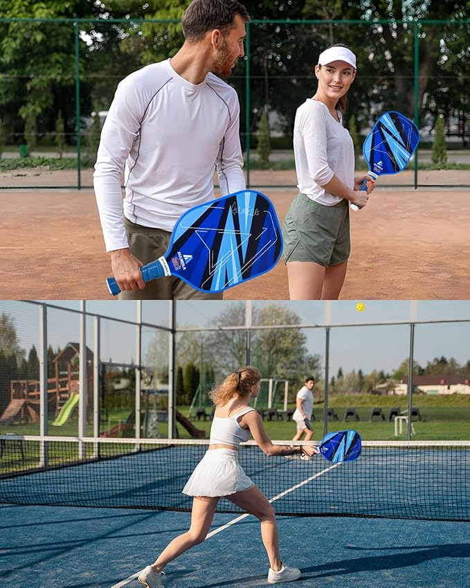 Pickleball Paddles Set of 2, 2025 USAPA Approved Pickleball Set, Fiberglass Pickle Ball Rackets 2 Pack, Lightweight & Durable, Includes 4 Balls & 1 Carry Bag for Men and Women