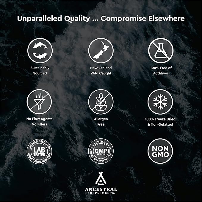 Ancestral Supplements Wild Caught Fish Eggs, 2400mg, Omega-3 Supplement Supports Brain, Heart, Fertility and Inflammatory Health, Whole Food Source of Vitamin D, K2, and A, Non-GMO, 180 Capsules