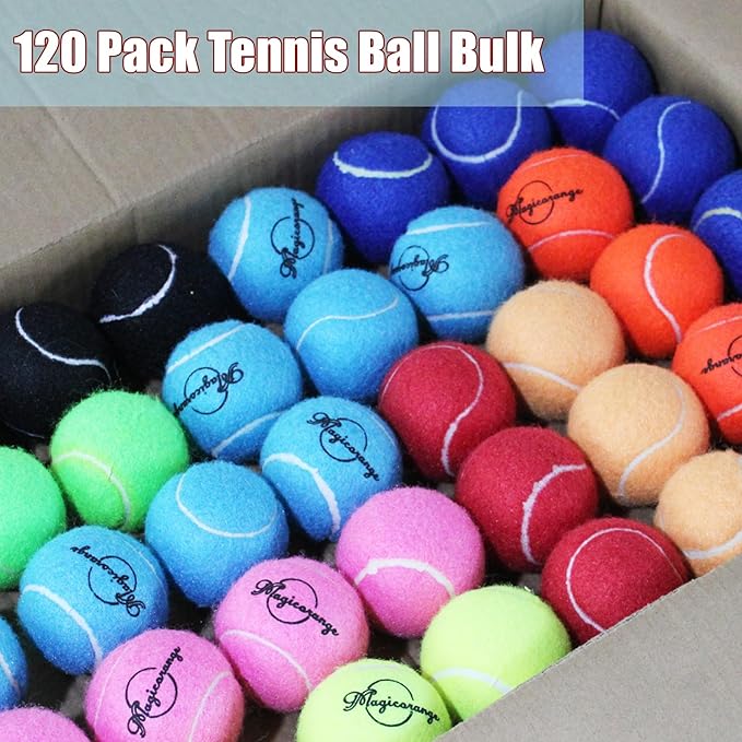 Magicorange Tennis Balls, 120 Pack Bulk Tennis Balls Pressureless Tennis Ball, Pet Dog Playing Balls, Good for Beginner Training Ball