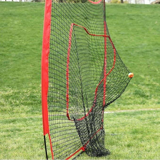 ZELUS Baseball Net 7 ft x7 ft, Softball Hitting & Pitching with Carry Bag, Ground Stakes, Portable Backstop & Bow Frame, Training Equipment for All Ages