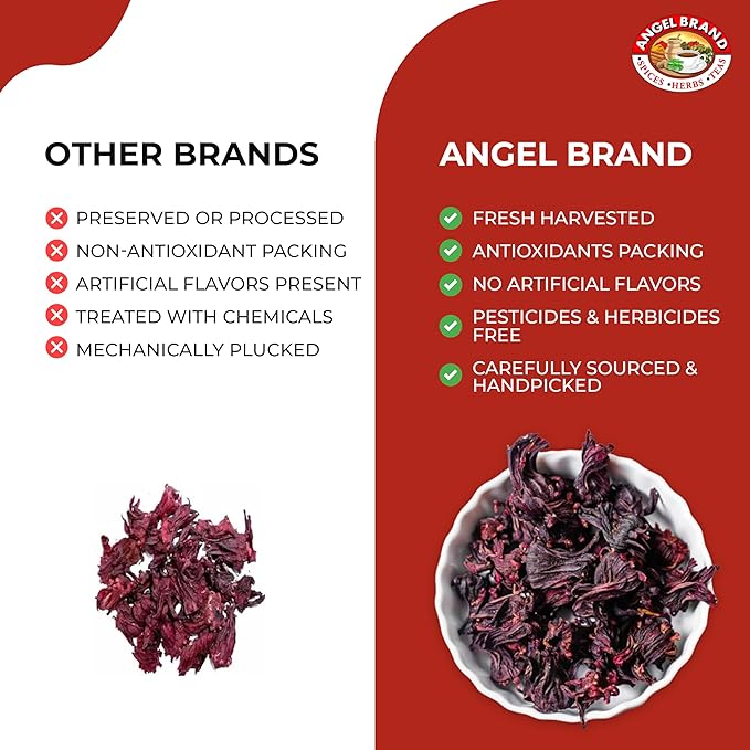 Angel Brand Dried Sorrel Hibiscus Flowers 4.5 oz Pouch Pack of 2 - Discover Rich Flavor & Aroma of Healthful Delights with Hibiscus Tea Loose Leaf - Enjoy Nutritious Beverages to Elevate Health