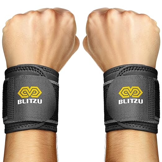 BLITZU Carpal Tunnel Wrist Brace, 2 Pack Wrist Compression Straps for Pain Relief. Wrist Bands Support for, Tendonitis, Weightlifting, Working Out, Left and Right Hand Protection