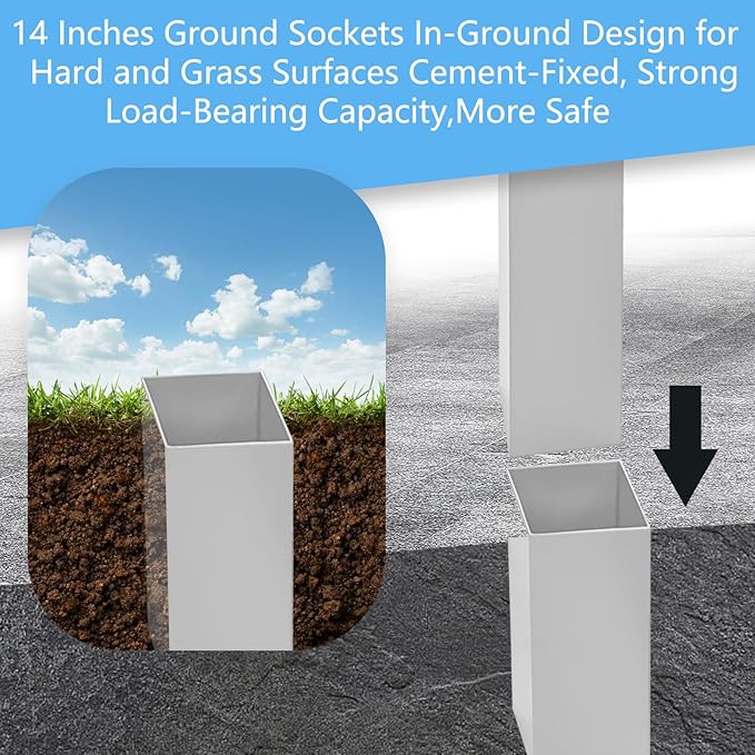 PROGOAL 100mm Heavy Duty Aluminum Tennis Net Posts - Full Aluminum Alloy Construction with Built-in Turbo Winder for Permanent In-Ground Installation - Includes Anchor Sockets for Concrete or Soil