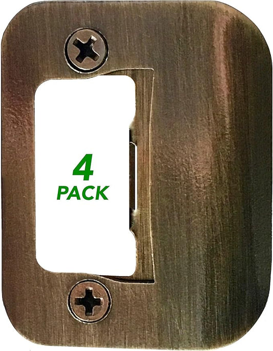 4-Pack Gator Door Latch Restorer - Strike Plate (Antique Brass)