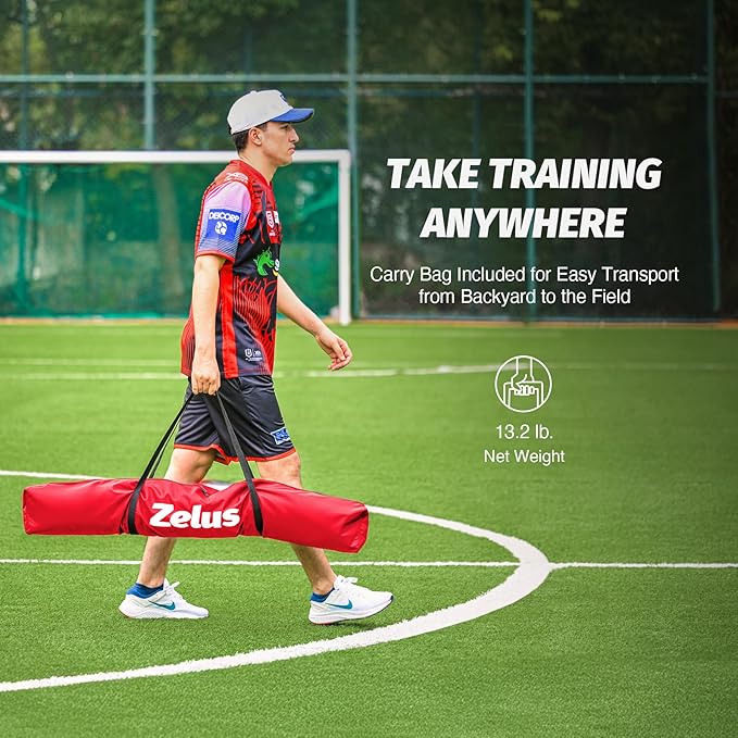 ZELUS Baseball Net 7 ft x7 ft, Softball Hitting & Pitching with Carry Bag, Ground Stakes, Portable Backstop & Bow Frame, Training Equipment for All Ages