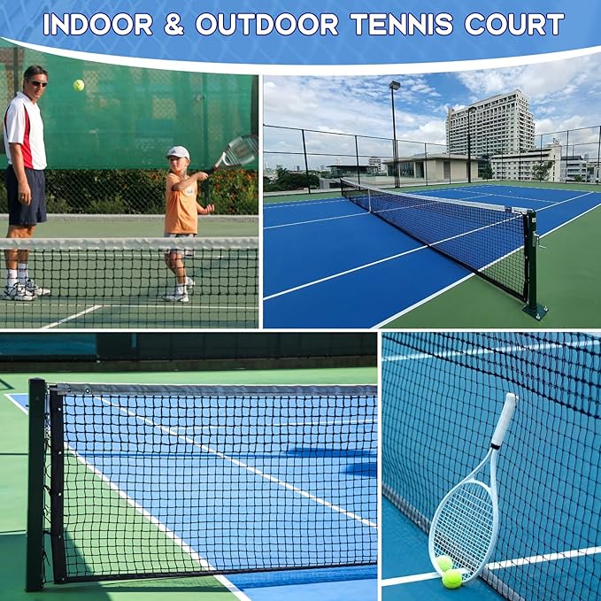 Tennis Net Outdoor Heavy Duty Professional Tennis Court Net Replacement Portable Tennis Net Nylon for Standard Tennis Courts [Includes 2 Fiberglass Dowels]