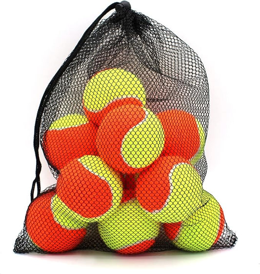 Magicorange Tennis Balls, 12 Pack Low Compression Stage Tennis Ball for Beginners Youth Kids Training Practicing with Mesh Bag for Easy Transport