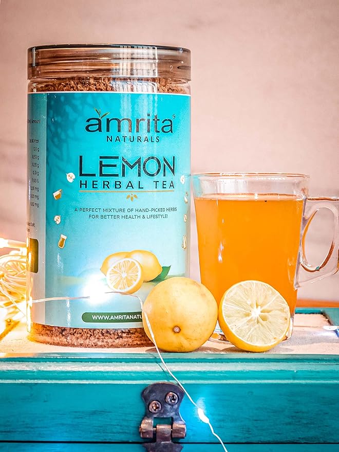 Amrita Naturals Refreshing Lemon Instant Herbal Tea – 1.10 lb (500g) | Pack of 2 | Natural & Caffeine-Free | Quick & Flavorful Lemon Beverage | Great for Hot or Iced Tea Anytime