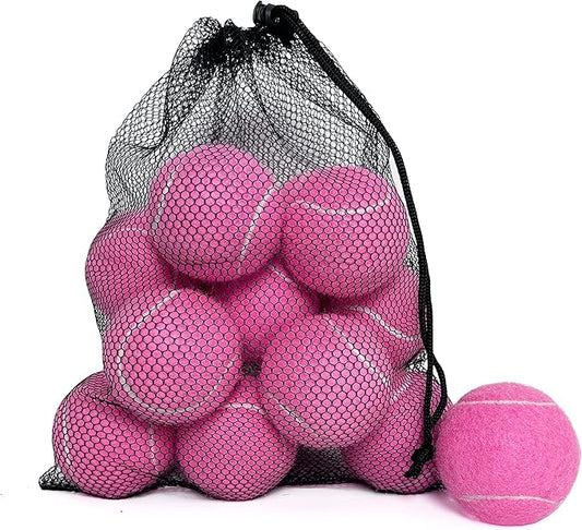 Tennis Balls, 12 Packs Practice Tennis Balls for Beginner, Training Playing Tennis Balls for Dogs, Come with Mesh Carry Bag