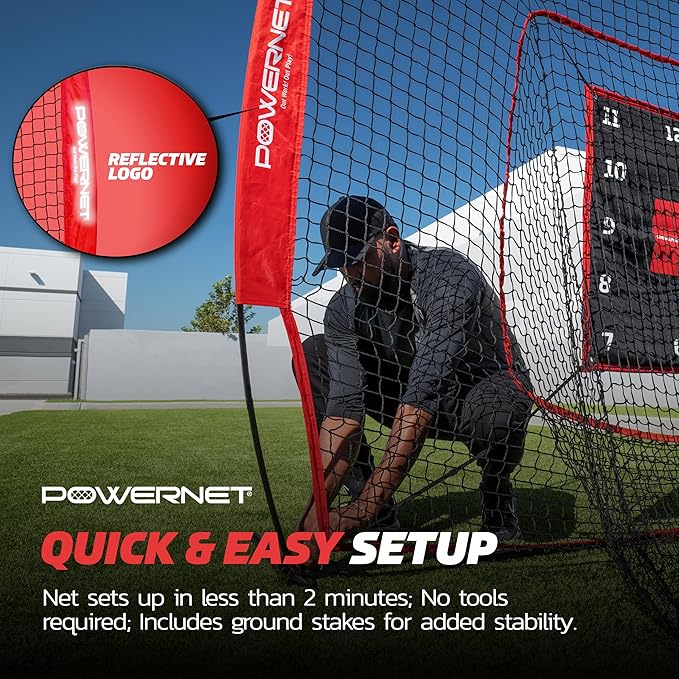 PowerNet Numbered Pitching Pad, Baseball Softball Target, Throwing Practice Gear, Lightweight for Easy Travel, Improve Command