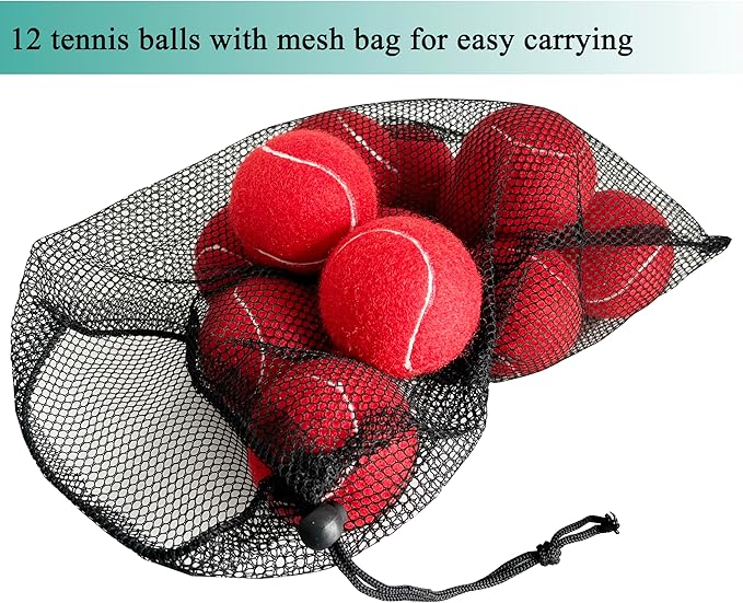 Tennis Balls, 12 Packs Practice Tennis Balls for Beginner, Training Playing Tennis Balls for Dogs, Come with Mesh Carry Bag