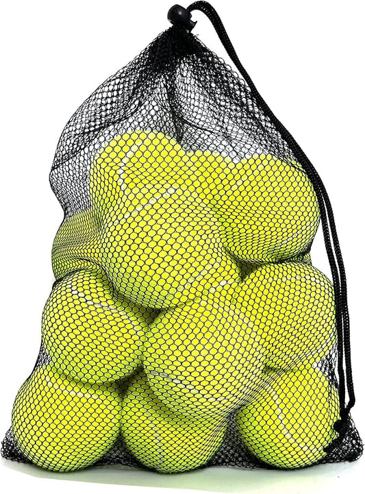 Tennis Balls, 12 Packs Practice Tennis Balls for Beginner, Training Playing Tennis Balls for Dogs, Come with Mesh Carry Bag