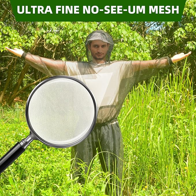Mosquito Suit, Bug Net Pants & Jacket with Hood, Full Body Bug Suit for Gardening & Outdoor Protection from Bugs, Flies, Gnats, No-See-Ums & Midges, Mosquito Clothing for Women & Men, M Size