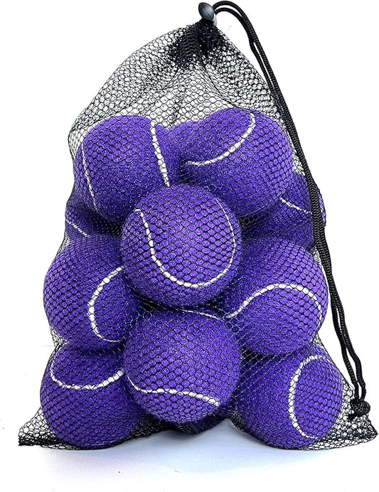 Tennis Balls, 12 Packs Practice Tennis Balls for Beginner, Training Playing Tennis Balls for Dogs, Come with Mesh Carry Bag
