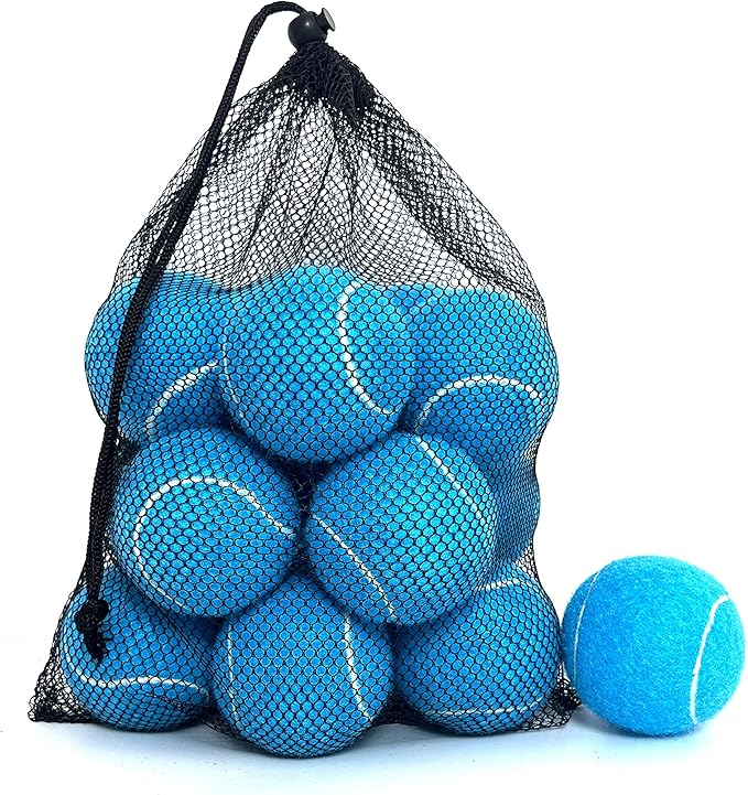Tennis Balls, 12 Packs Practice Tennis Balls for Beginner, Training Playing Tennis Balls for Dogs, Come with Mesh Carry Bag