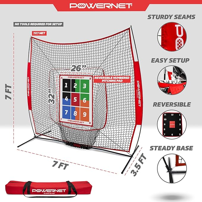 PowerNet Numbered Pitching Pad, Baseball Softball Target, Throwing Practice Gear, Lightweight for Easy Travel, Improve Command