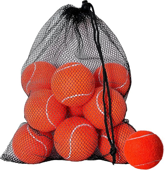 Tennis Balls, 12 Packs Practice Tennis Balls for Beginner, Training Playing Tennis Balls for Dogs, Come with Mesh Carry Bag