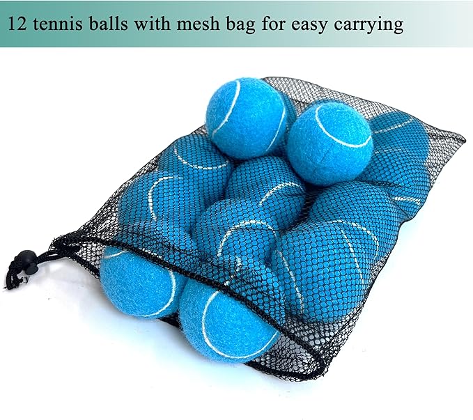 Tennis Balls, 12 Packs Practice Tennis Balls for Beginner, Training Playing Tennis Balls for Dogs, Come with Mesh Carry Bag