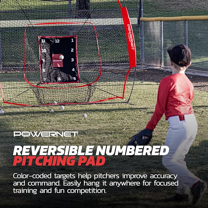 PowerNet Numbered Pitching Pad, Baseball Softball Target, Throwing Practice Gear, Lightweight for Easy Travel, Improve Command